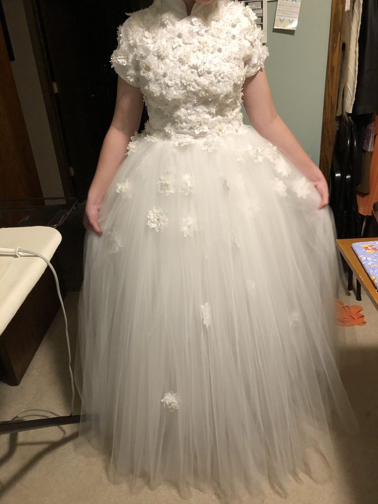 Example of a custom wedding dress, made for a past customer.